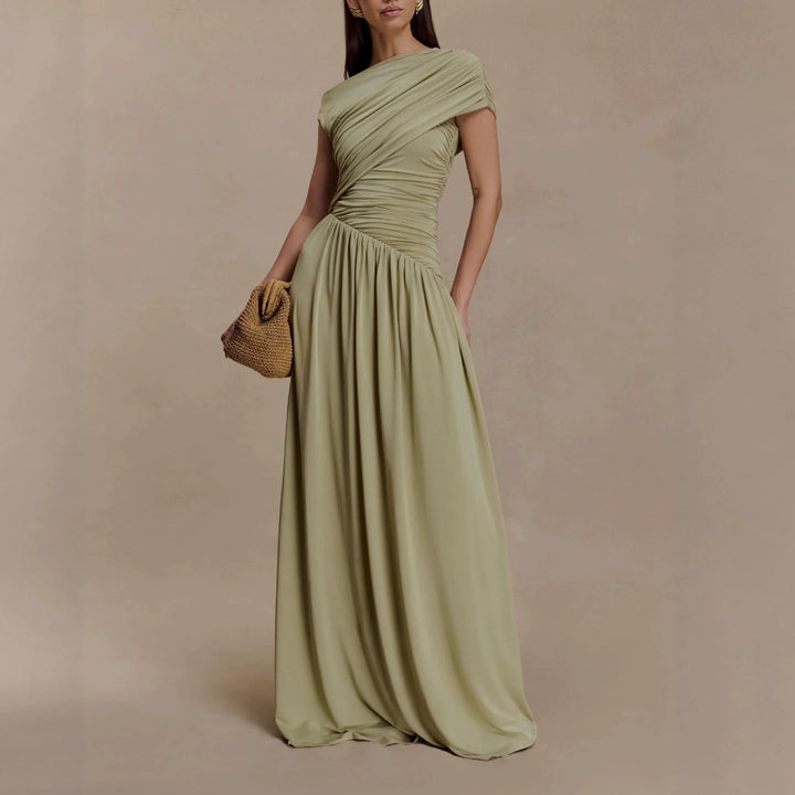 Damen Elegantes Abendkleid mit asymmetrischen Rüschendetails Echo Archiv