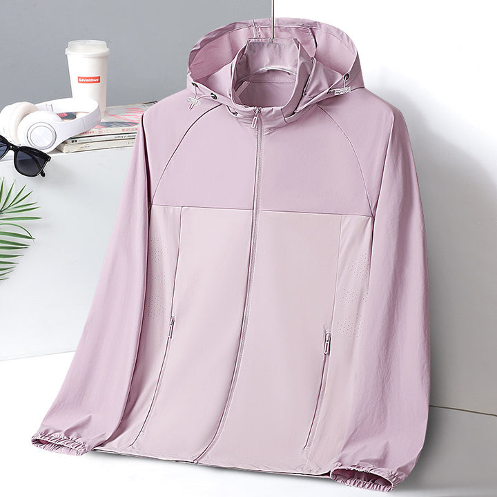 Damen Ultraleichte UV‑Schutz Windjacke mit Kapuze und Belüftungsperforation Echoarchiv