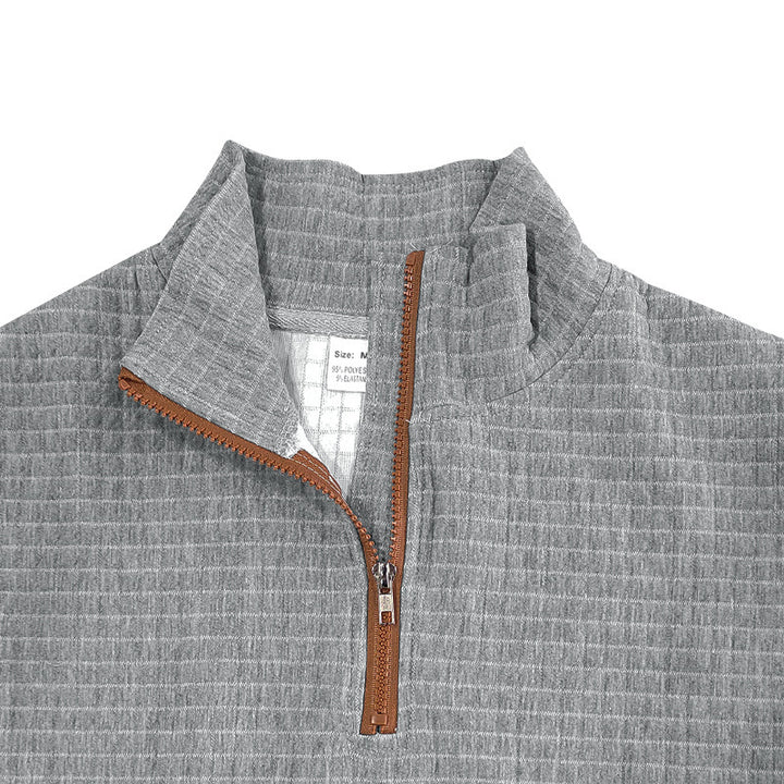 Herren sportlicher Pullover mit halbem Reißverschluss und strukturierter Oberfläche Echoarchiv