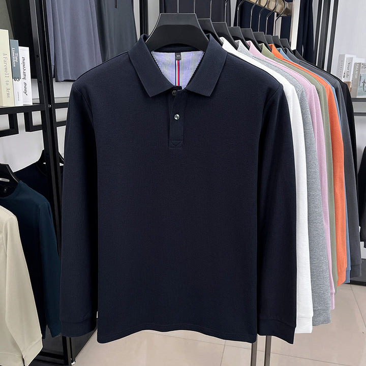 Herren Langärmliges Polohemd mit strukturiertem Design und atmungsaktiven Eigenschaften Echoarchiv