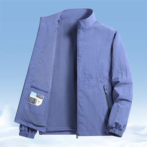 Herren Leichte wind- und wasserabweisende Übergangsjacke mit Meshfutter, Stehkragen & Reißverschlusstaschen Echoarchiv