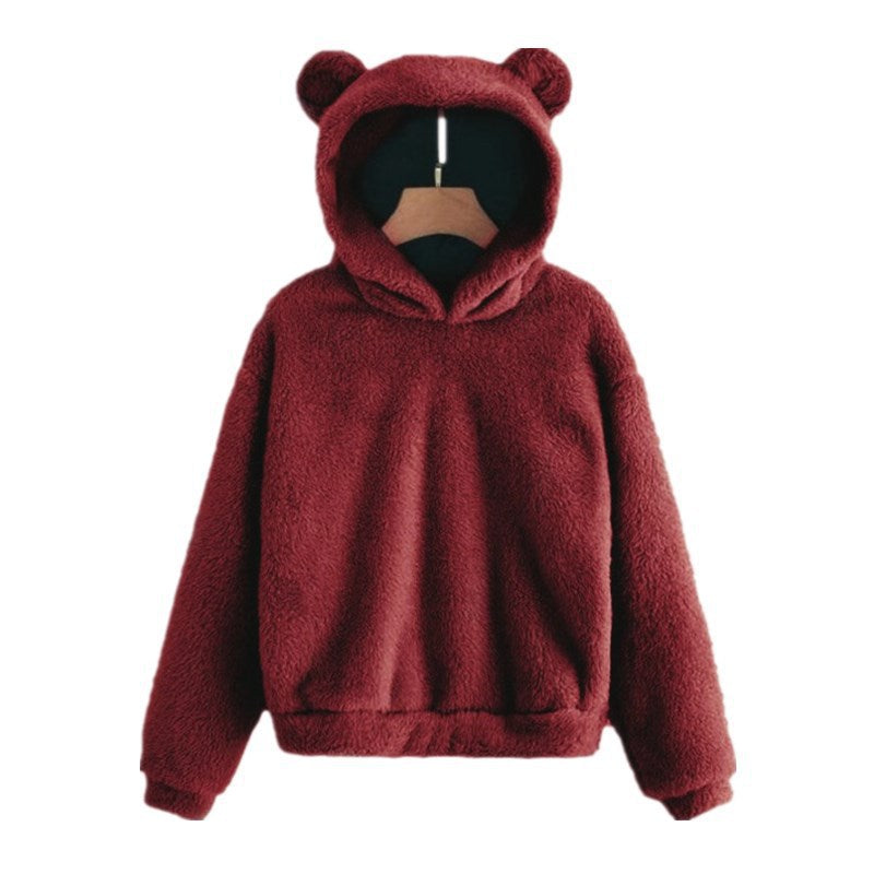 Damen Kuscheliger Teddy-Fleece-Hoodie mit Bärenohren und Oversize-Passform Echo Archiv