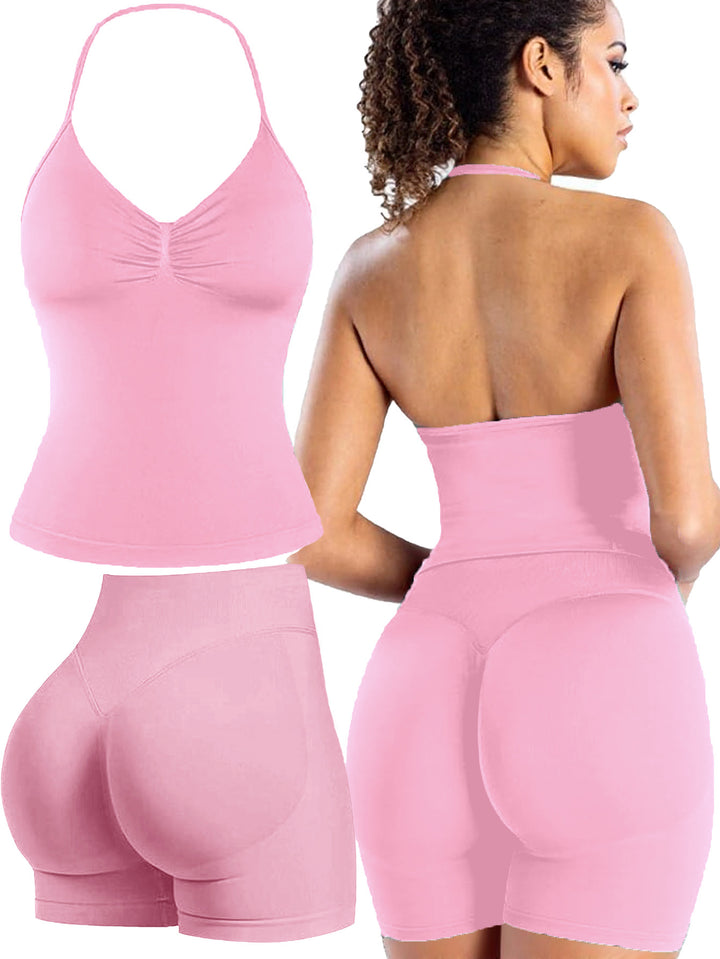 Damen Sportoberteil mit push-up Effekt und figurformenden Shorts Echo Archiv