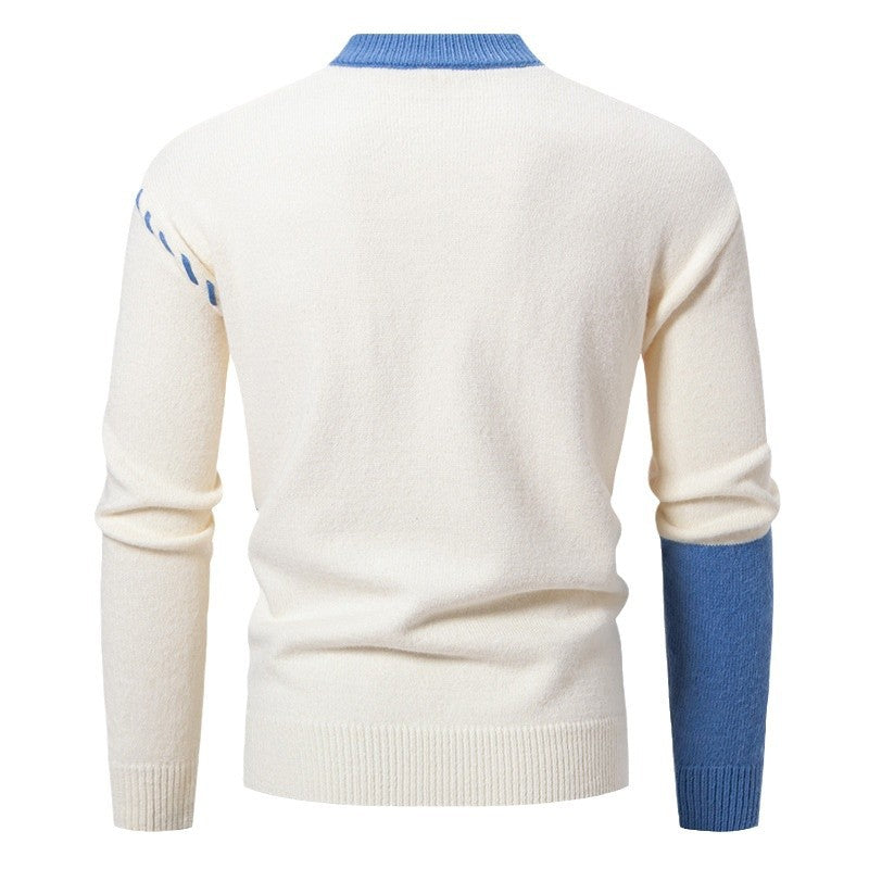 Herren modischer Strickpullover mit kreativen Zopf- und Farbblockdesign Echoarchiv