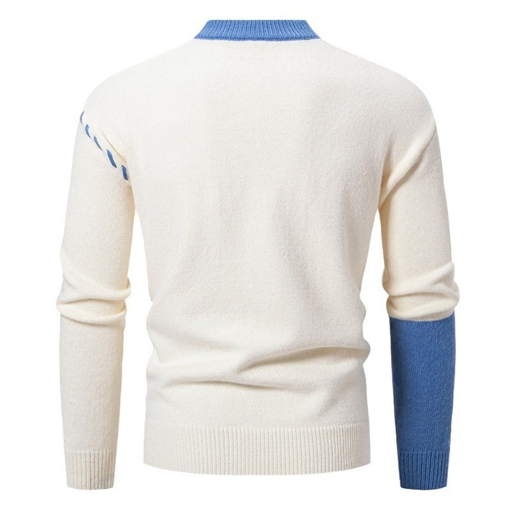 Herren modischer Strickpullover mit kreativen Zopf- und Farbblockdesign Echoarchiv