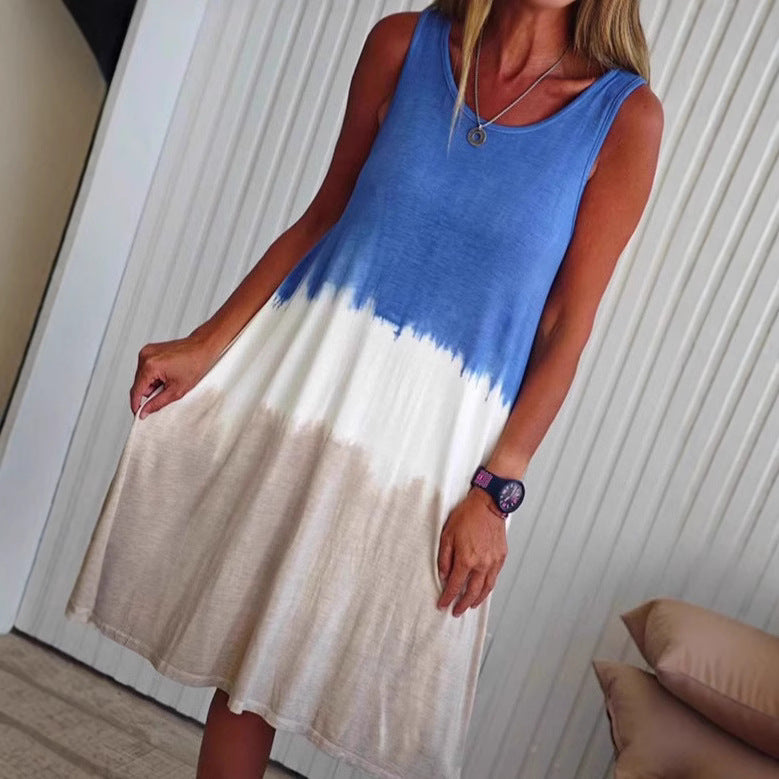 Damen nan ärmelloses Swingkleid aus softem Jersey mit fließendem Farbübergang und ausgestellter Silhouette Echo Archiv