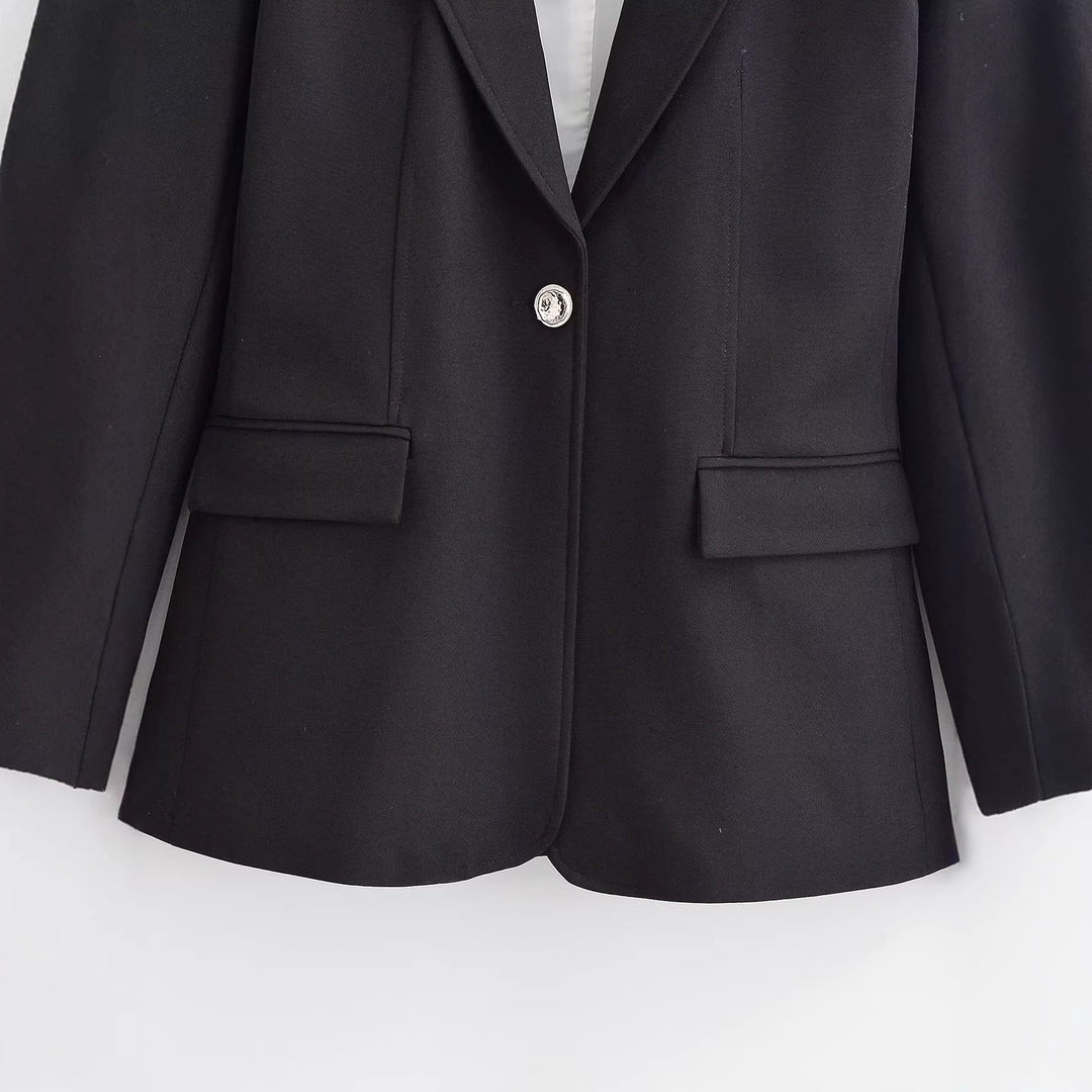 Damen Taillierter Einknopfblazer mit Schalkragen und Pattentaschen Echo Archiv