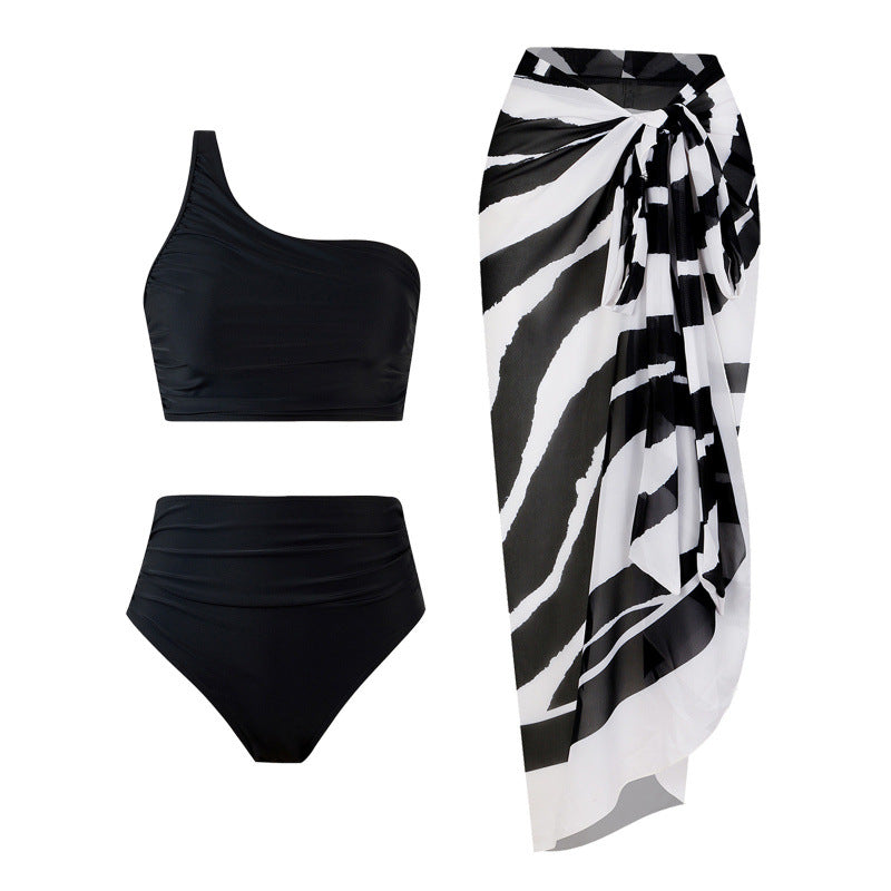 Damen Bikini-Set mit elegantem asymmetrischen Oberteil und hohem Taillenslip Echo Archiv