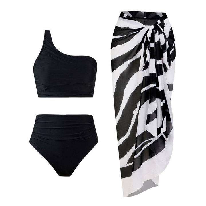 Damen Bikini-Set mit elegantem asymmetrischen Oberteil und hohem Taillenslip Echo Archiv