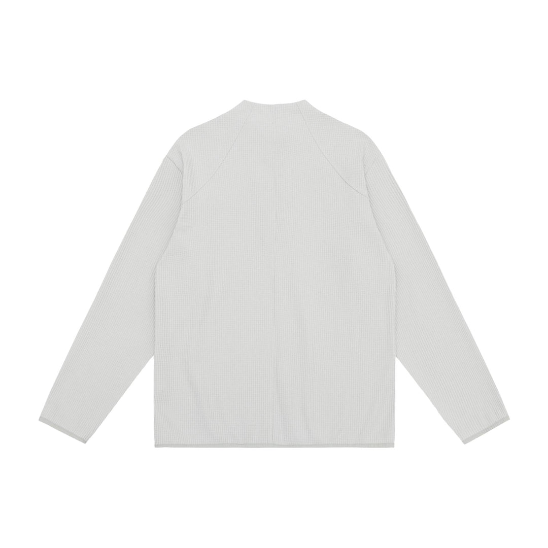 Unisex Waffelstruktur-Halbzip-Pullover mit kurzem Reißverschluss und kastiger Silhouette Echoarchiv