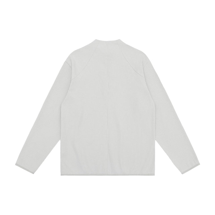 Unisex Waffelstruktur-Halbzip-Pullover mit kurzem Reißverschluss und kastiger Silhouette Echoarchiv