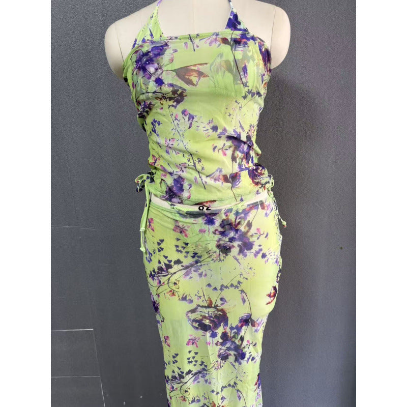 Damen Strandkleid mit modischem Wickeldesign und floralem Muster Echo Archiv