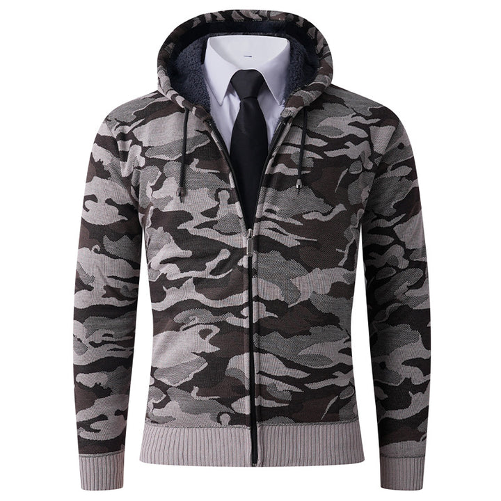 Herren modischer Hoodie mit gefütterter Kapuze und kräftigem Camouflage-Muster Echoarchiv