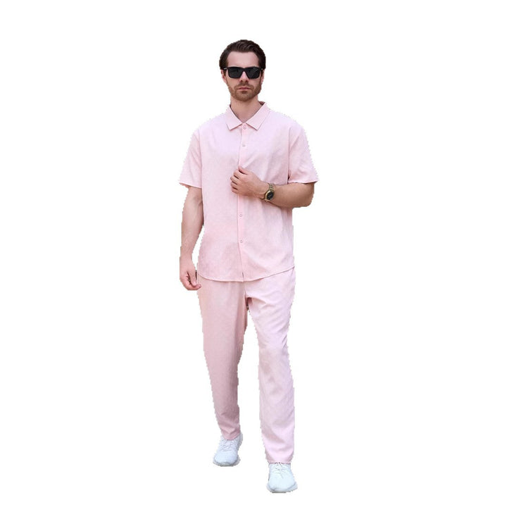 Herren lässiges Sommeranzug-Set mit strukturiertem Design und komfortablem Schnitt Echoarchiv