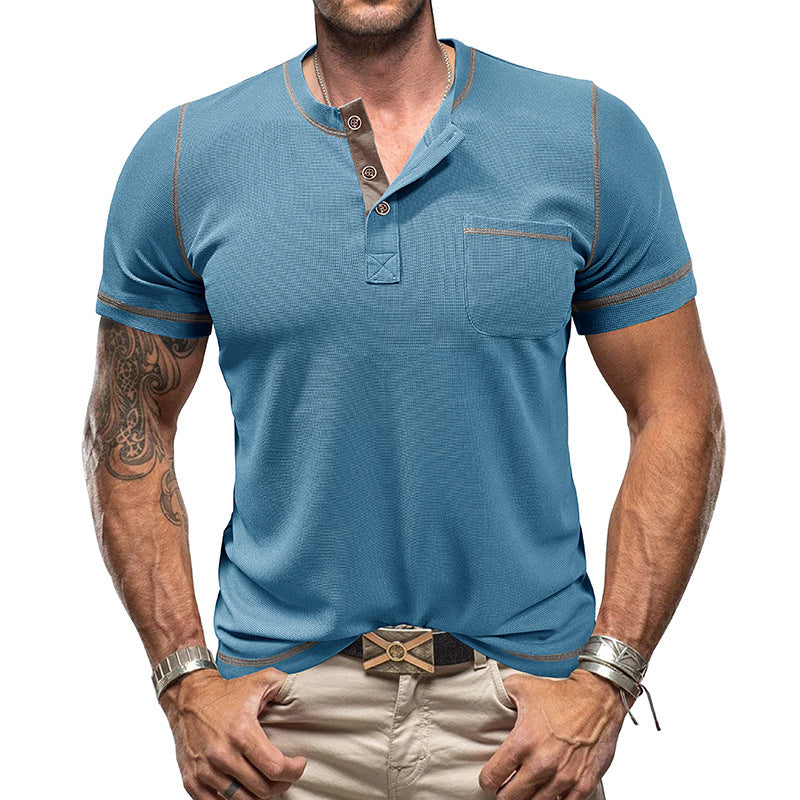 Herren Kurzarmshirt mit modischem Henley-Kragen Echoarchiv
