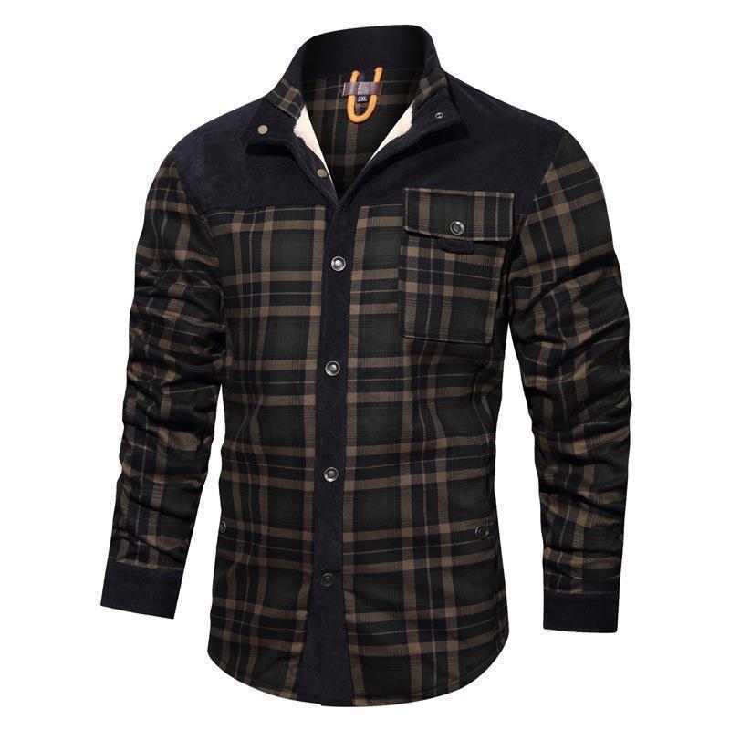 Herren Flanellhemd mit warmem Innenfutter und eleganten Druckdetails Echoarchiv