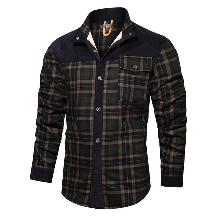 Herren Flanellhemd mit warmem Innenfutter und eleganten Druckdetails Echoarchiv