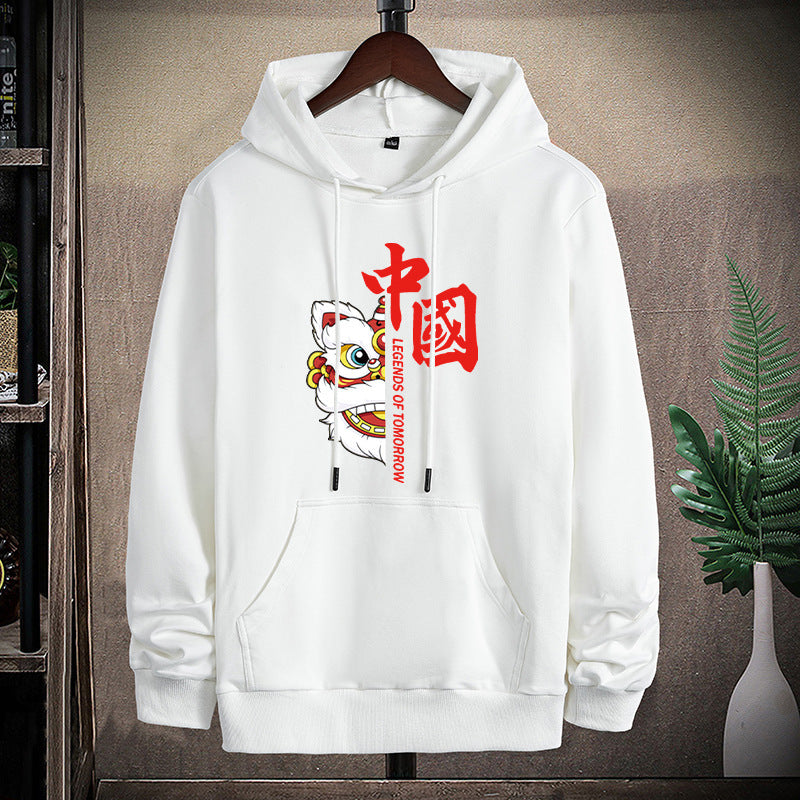 Unisex Kapuzenpullover mit asiatischem Löwenmotiv und Kängurutasche Echo Archiv