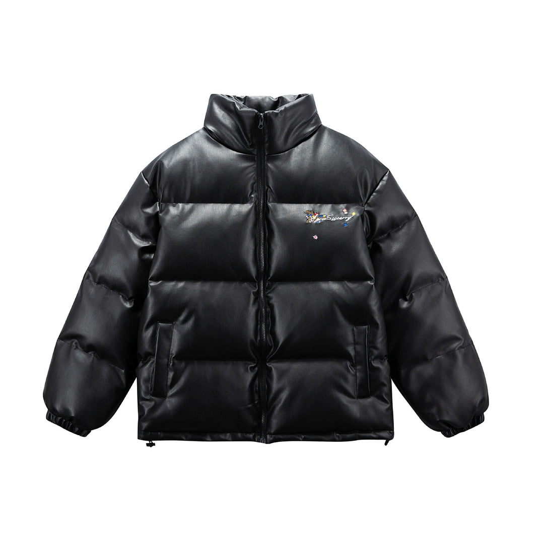 Damen Wattierte Kurzjacke mit floraler Stickerei und hohem Stehkragen Echoarchiv