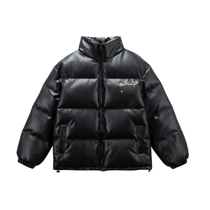 Damen Wattierte Kurzjacke mit floraler Stickerei und hohem Stehkragen Echoarchiv