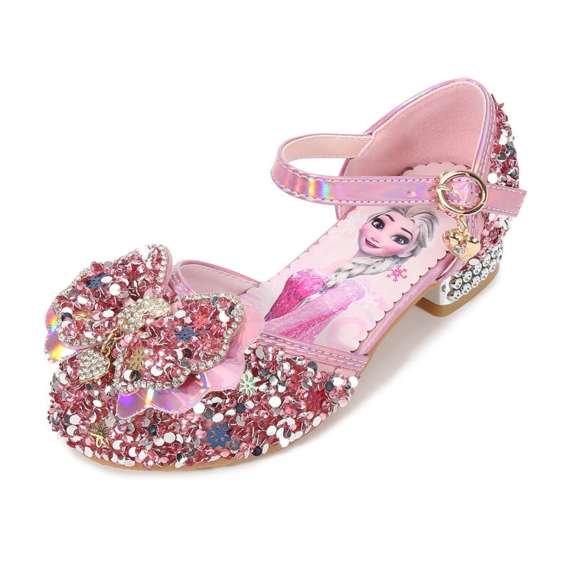 Mädchen Glitzernde Ballerinas mit Blumen- und Strassverzierung Echo Archiv
