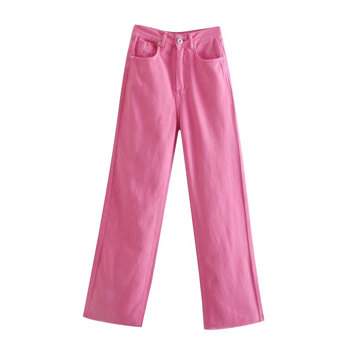 Damen Hochtaillierte weit geschnittene Jeans mit weitem Bein, hoher Taille und rohem Saum Echo Archiv