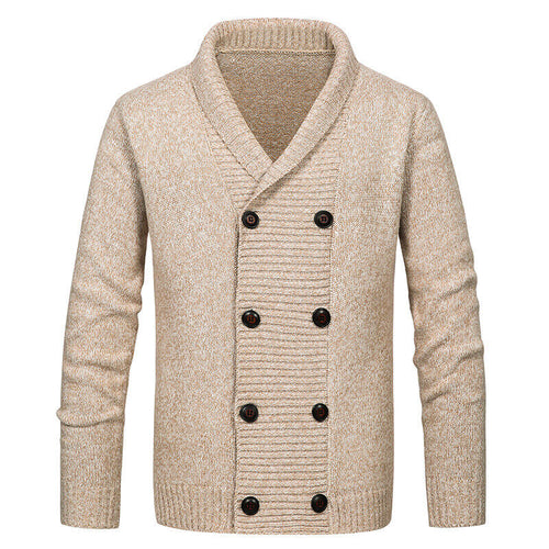Herren Strickjacke mit modernem Schalkragen und dekorativen Knöpfen Echoarchiv