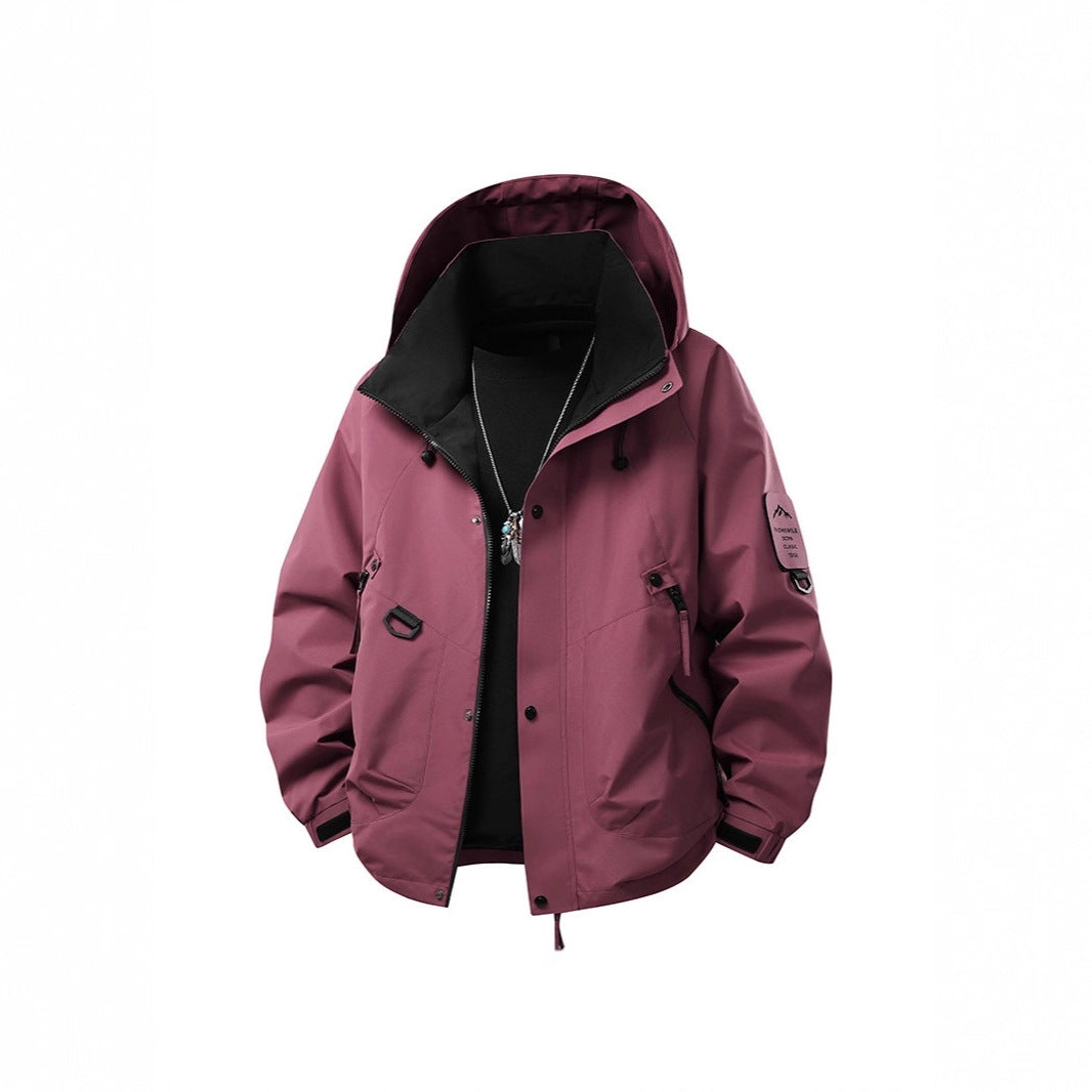 Herren Wasserabweisende Kapuzen‑Utility‑Jacke mit Multitaschen, Kordelzug und Reißverschluss Echoarchiv