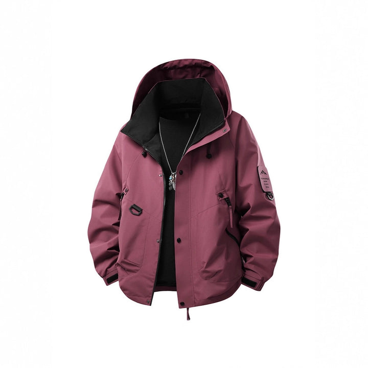 Herren Wasserabweisende Kapuzen‑Utility‑Jacke mit Multitaschen, Kordelzug und Reißverschluss Echoarchiv