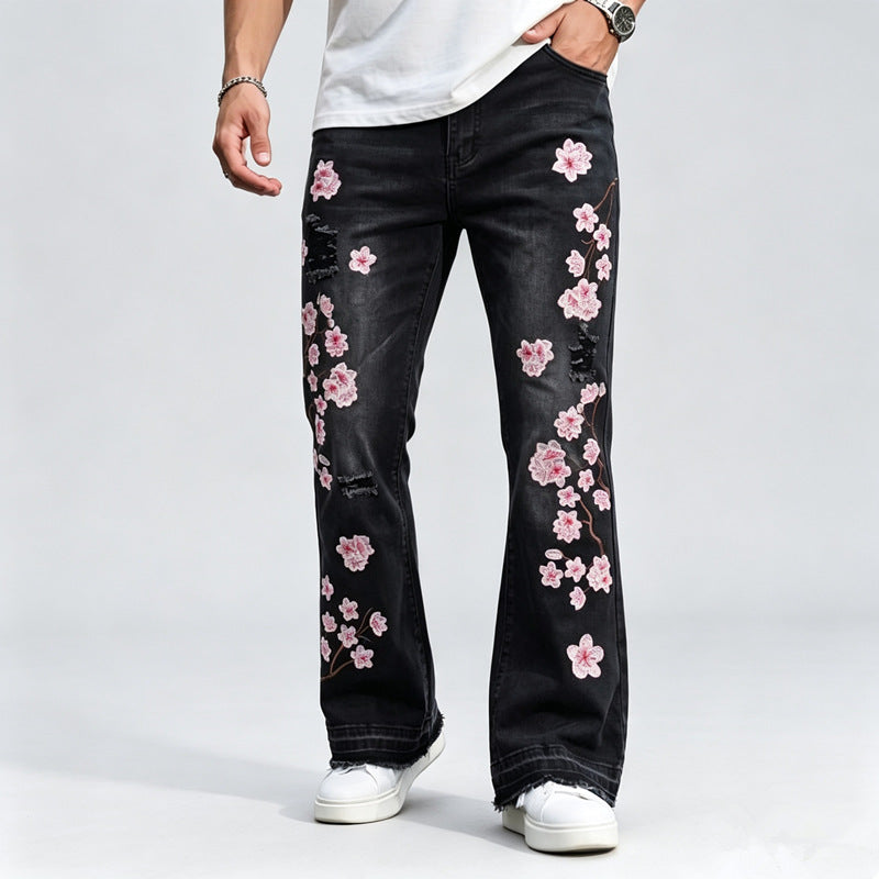 Herren Jeans mit floralen Stickereien – Vardeno
