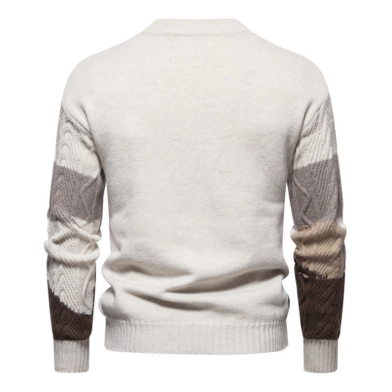Herren Strukturiertes Colorblock Zopfstrick-Rollkragenpullover aus Baumwollmix Echo Archiv