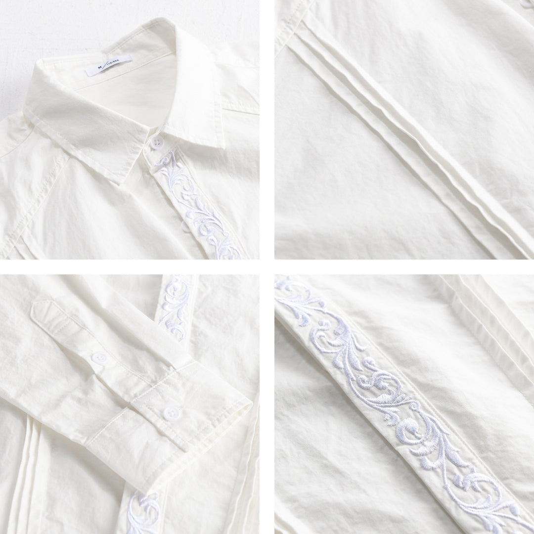 Damen Baumwollbluse mit Biesen, Stickdetail und Relaxed-Fit Echoarchiv