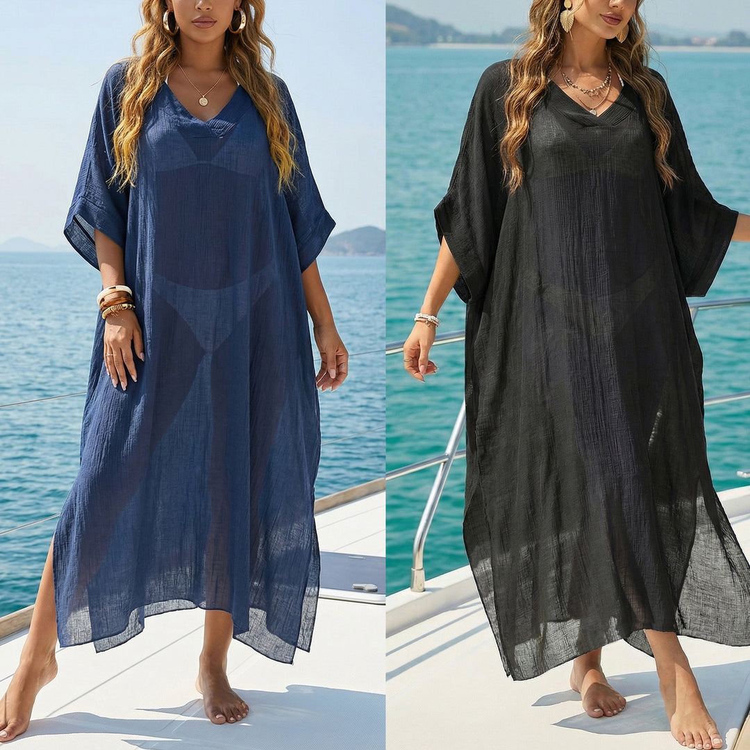 Damen luftiger Strandkaftan mit V-Ausschnitt Echo Archiv