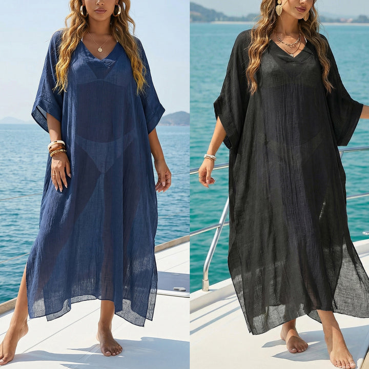 Damen luftiger Strandkaftan mit V-Ausschnitt Echo Archiv