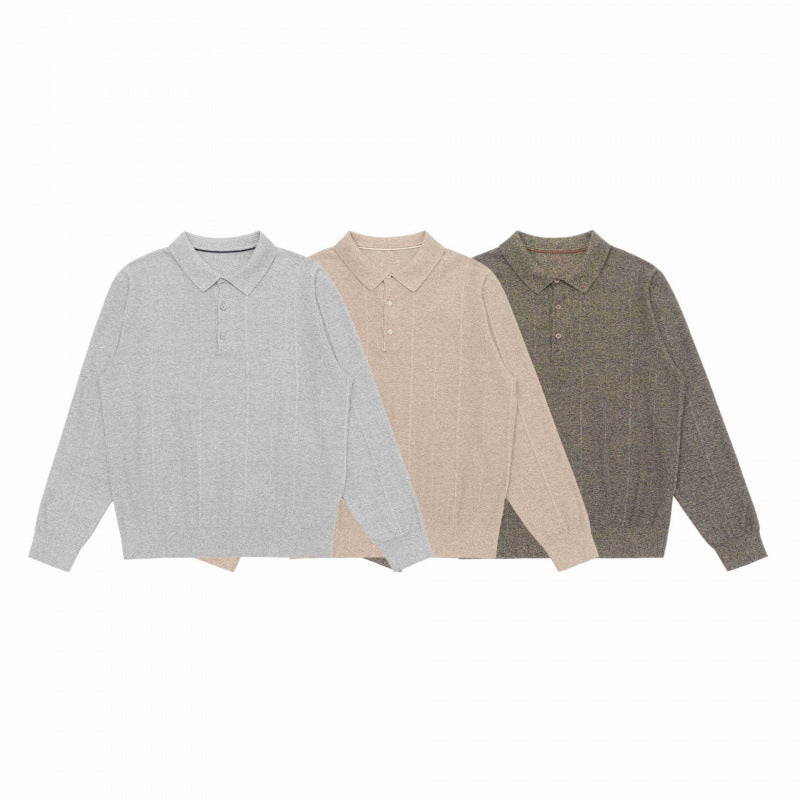 Herren Feinstrick-Poloshirt mit Henley-Knopfleiste, Rippbündchen und leicht kastigem Schnitt Echo Archiv