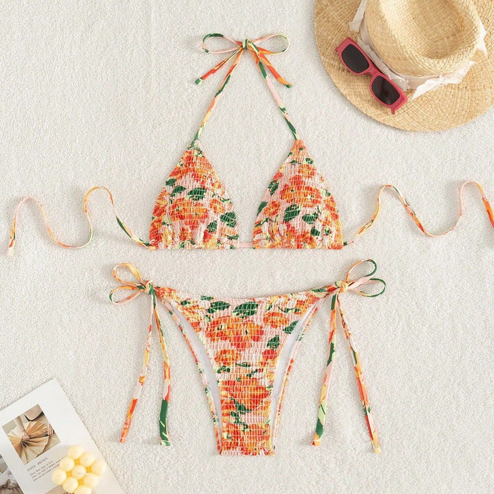 Damen Triangel-Bikini mit floralen Raffungen Echo Archiv