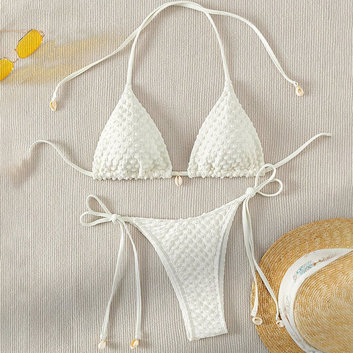 Damen Triangel-Bikini mit verstellbaren Trägern und einzigartigem Strukturmuster Echo Archiv