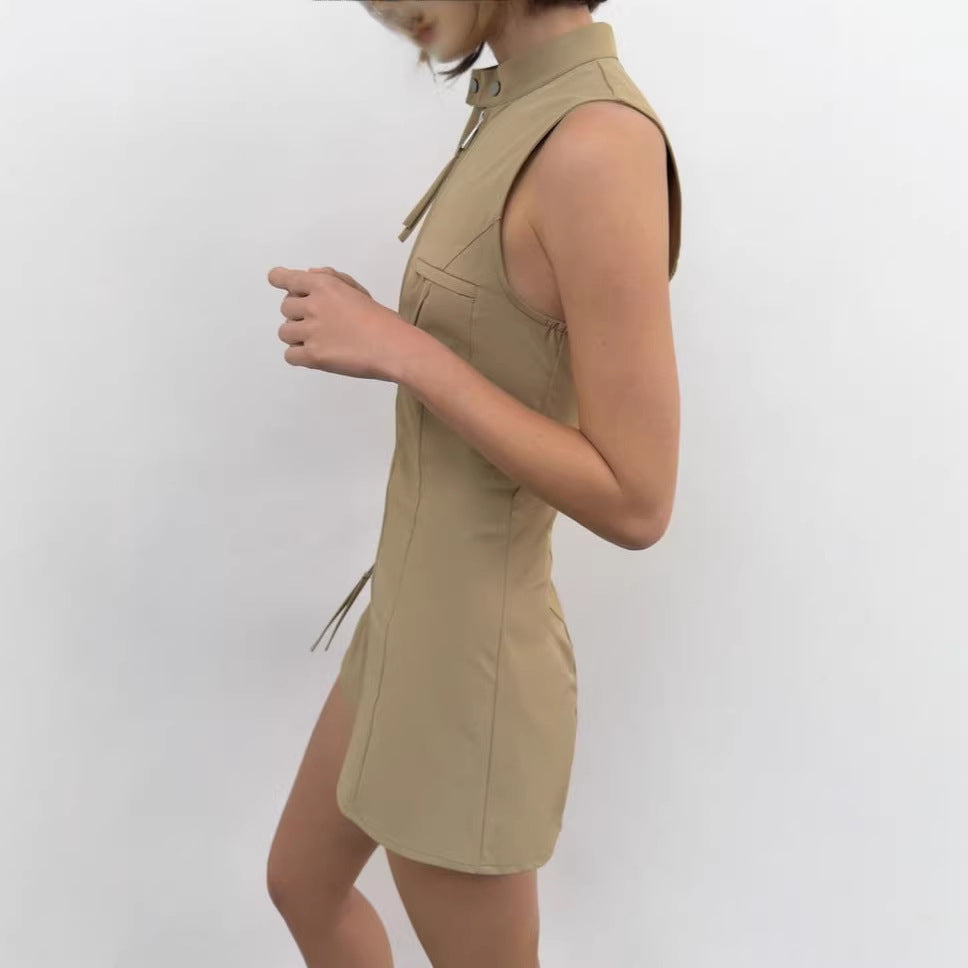 Damen Sportlicher Overall mit hohem Kragen und Reißverschluss Echo Archiv