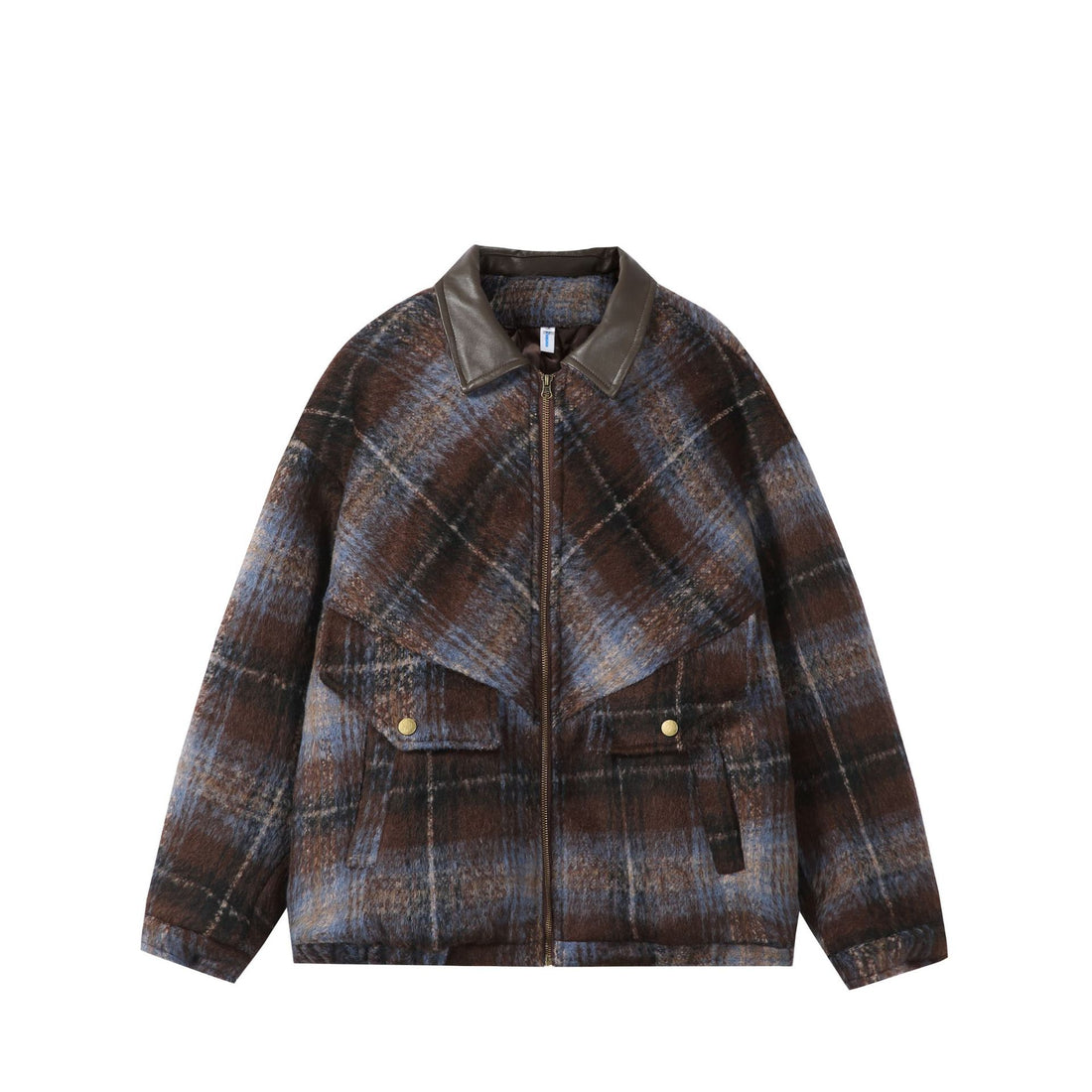 Unisex Boxy-Kurzblouson im Overshirt-Stil mit Kunstlederkragen und aufgesetzten Pattentaschen Echoarchiv