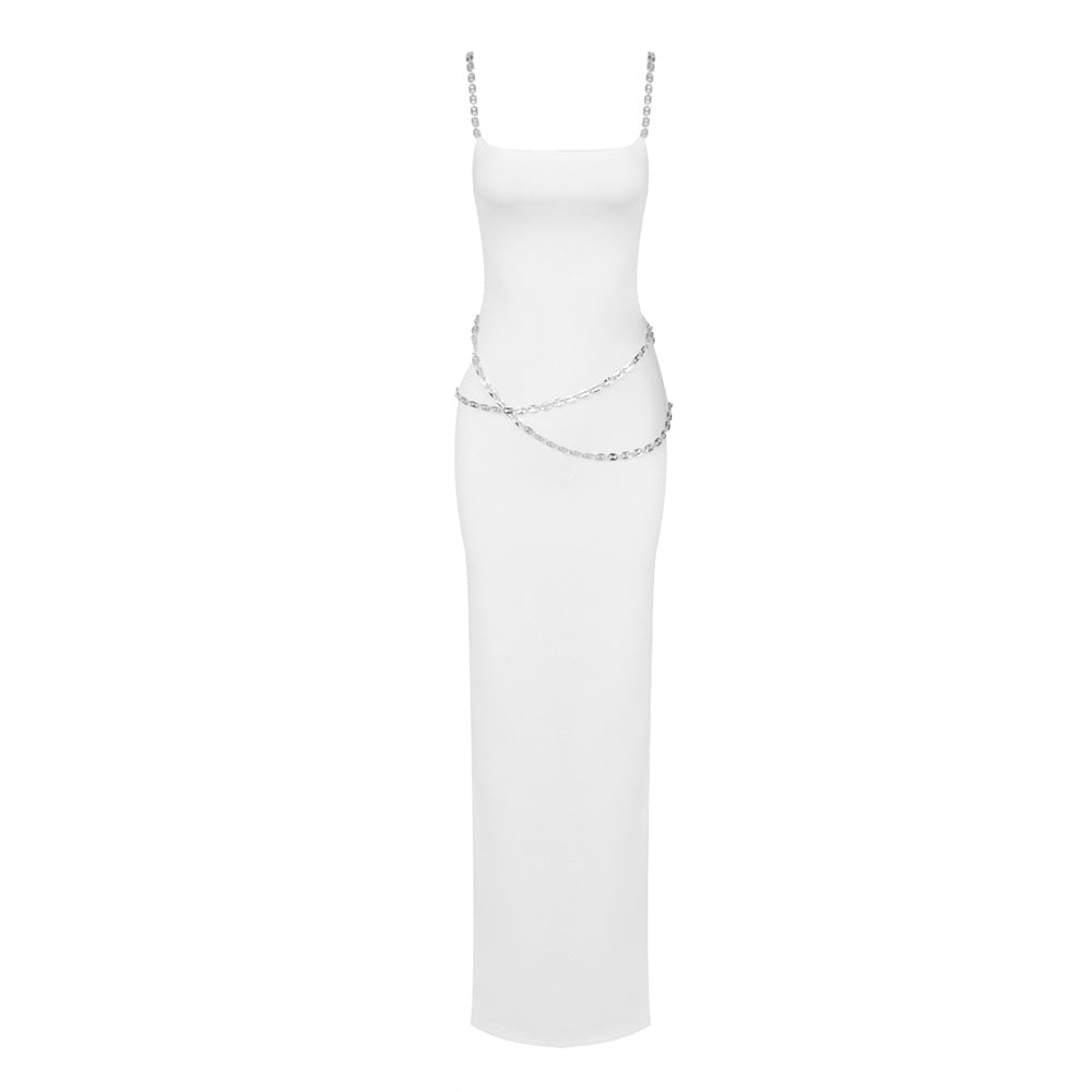 Damen Elegantes Maxikleid mit dekorativem Kettenakzent Echo Archiv