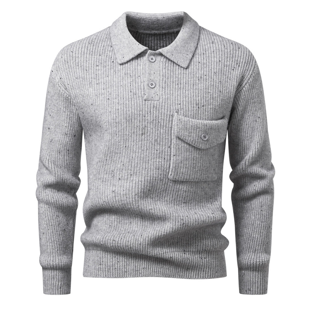 Herren Polokragen-Pullover aus Rippenstrick mit aufgesetzter Brusttasche Echo Archiv
