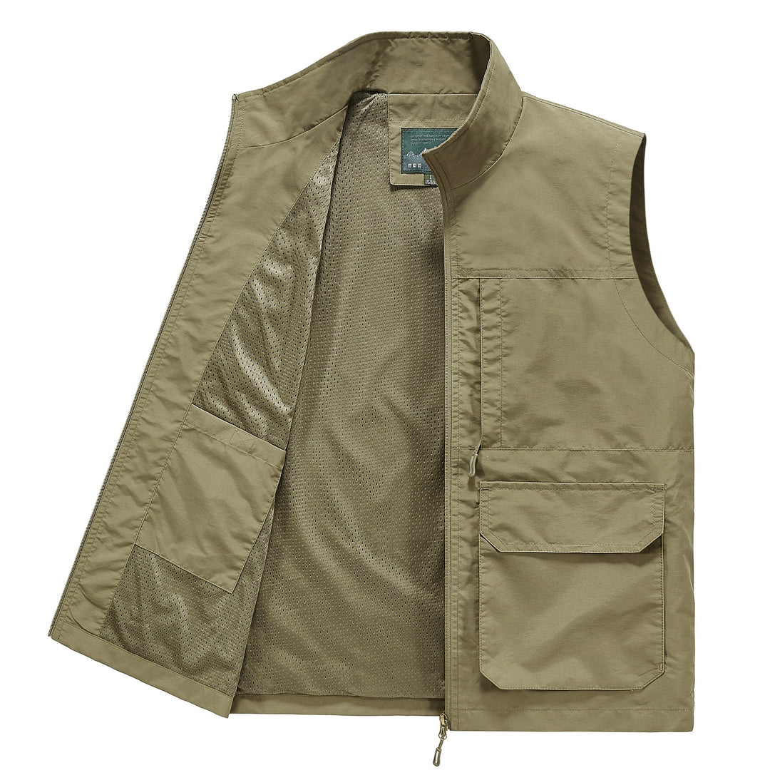 Herren Multifunktionale Utility‑Weste mit Mesh‑Futter, Reißverschluss & Mehrfachtaschen Echoarchiv