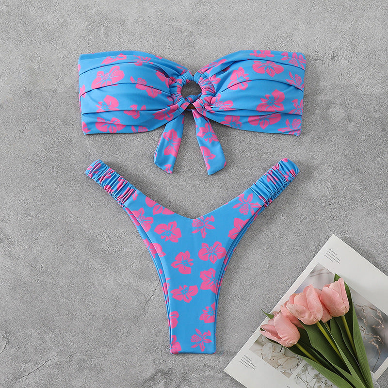 Damen Bandeau-Bikini mit raffiniertem Blumenmuster Echo Archiv