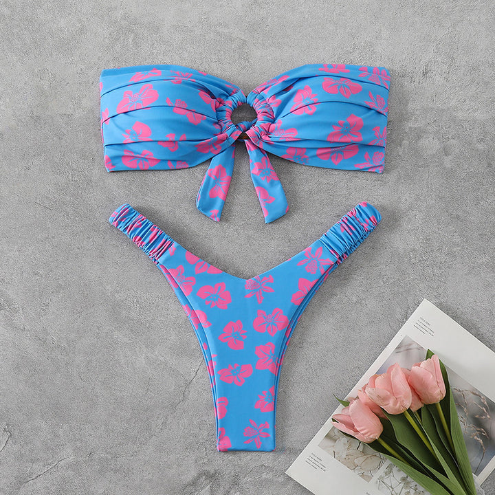 Damen Bandeau-Bikini mit raffiniertem Blumenmuster Echo Archiv