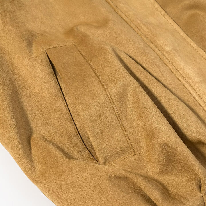 Damen nan kurze Blousonjacke aus Veloursoptik mit Hemdkragen, Raglanärmeln und elastischem Saum Echo Archiv