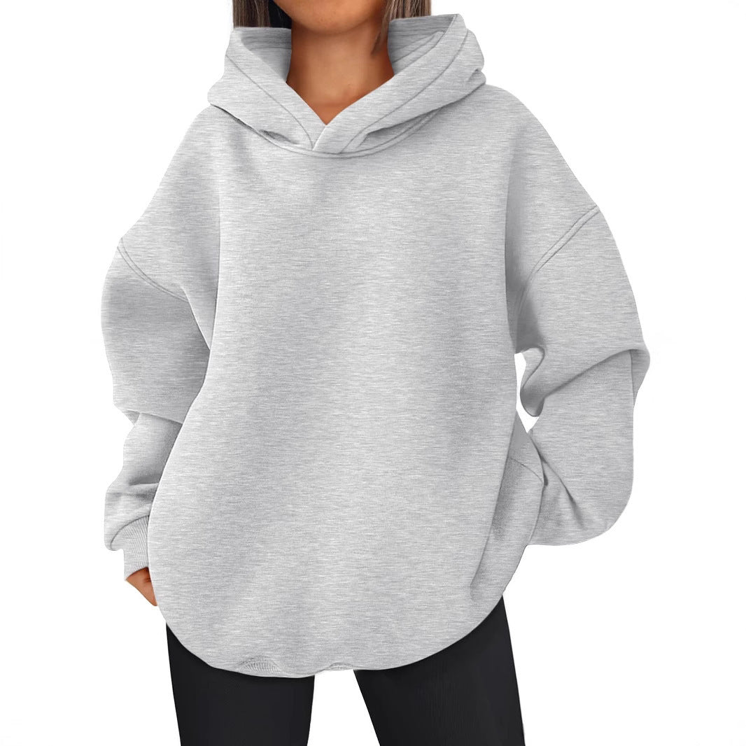 Damen nan kastiger Kapuzenpullover mit doppellagiger Kapuze, überschnittener Schulter und längerem Rückenteil Echo Archiv