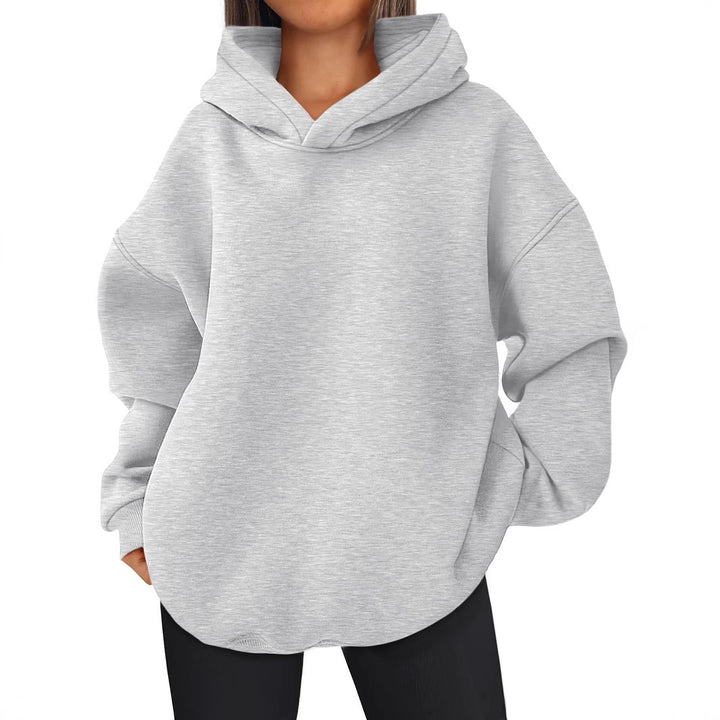 Damen nan kastiger Kapuzenpullover mit doppellagiger Kapuze, überschnittener Schulter und längerem Rückenteil Echo Archiv