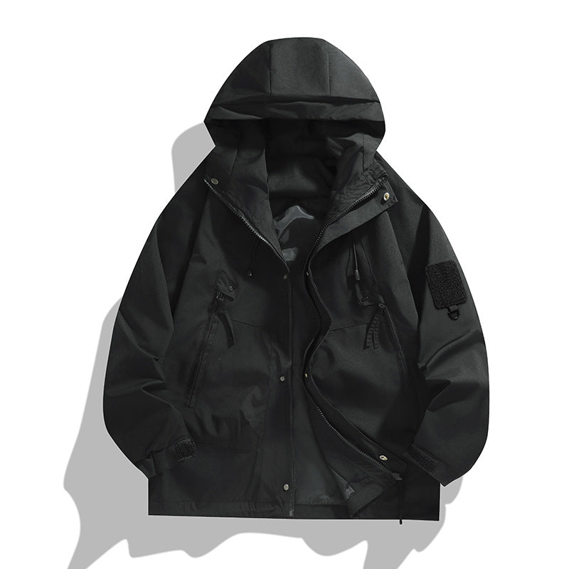 Herren atmungsaktiver Utility Hoodie-Jacke mit verdecktem Reißverschluss, Mehrzwecktaschen und verstellbaren Ärmelbündchen – Cavarno