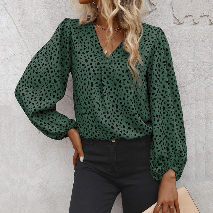 Damen Elegante V-Ausschnitt Bluse mit Puffärmeln Echo Archiv