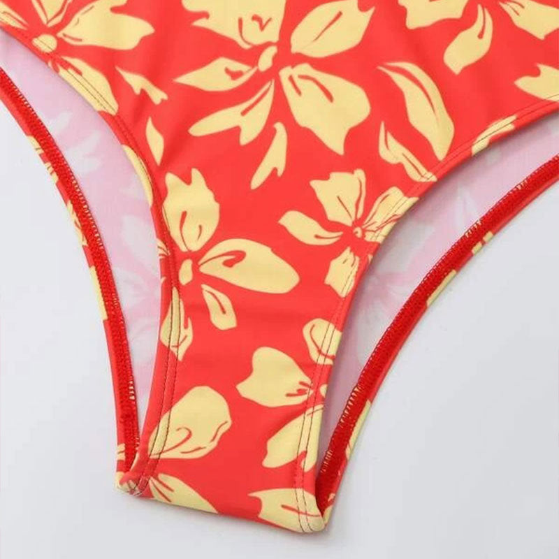 Damen Zweiteiliges Bikini-Set mit blütenförmigem Crop-Top und hoch tailliertem Höschen Echo Archiv